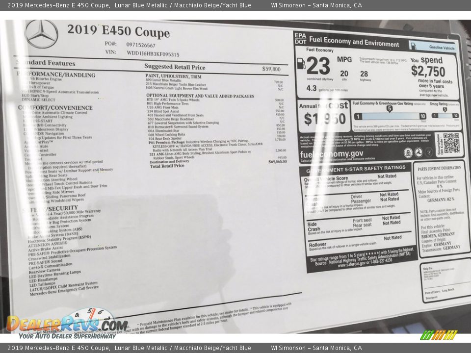 2019 Mercedes-Benz E 450 Coupe Lunar Blue Metallic / Macchiato Beige/Yacht Blue Photo #10