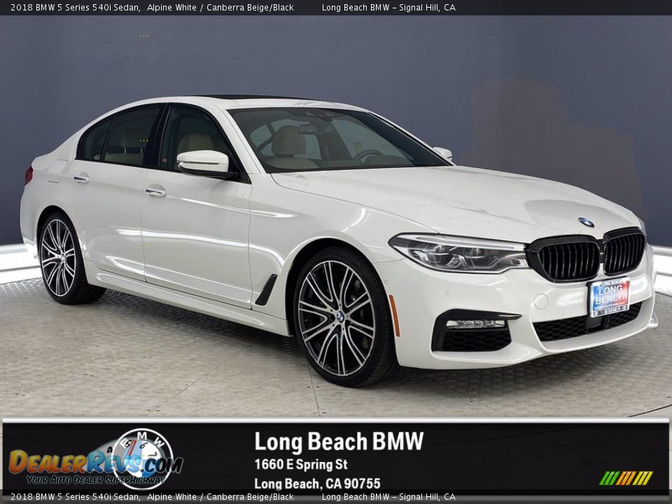 2018 BMW 5 Series 540i Sedan Alpine White / Canberra Beige/Black Photo #1