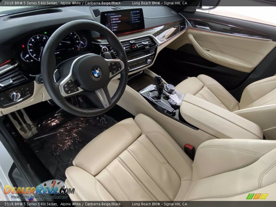 2018 BMW 5 Series 540i Sedan Alpine White / Canberra Beige/Black Photo #16