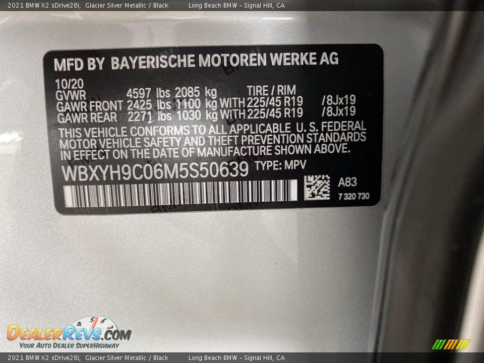 2021 BMW X2 sDrive28i Glacier Silver Metallic / Black Photo #26
