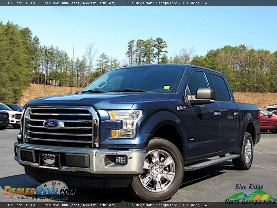 2016 Ford F150 XLT SuperCrew Blue Jeans / Medium Earth Gray Photo #1