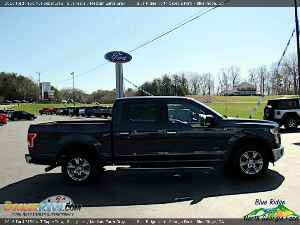 2016 Ford F150 XLT SuperCrew Blue Jeans / Medium Earth Gray Photo #6