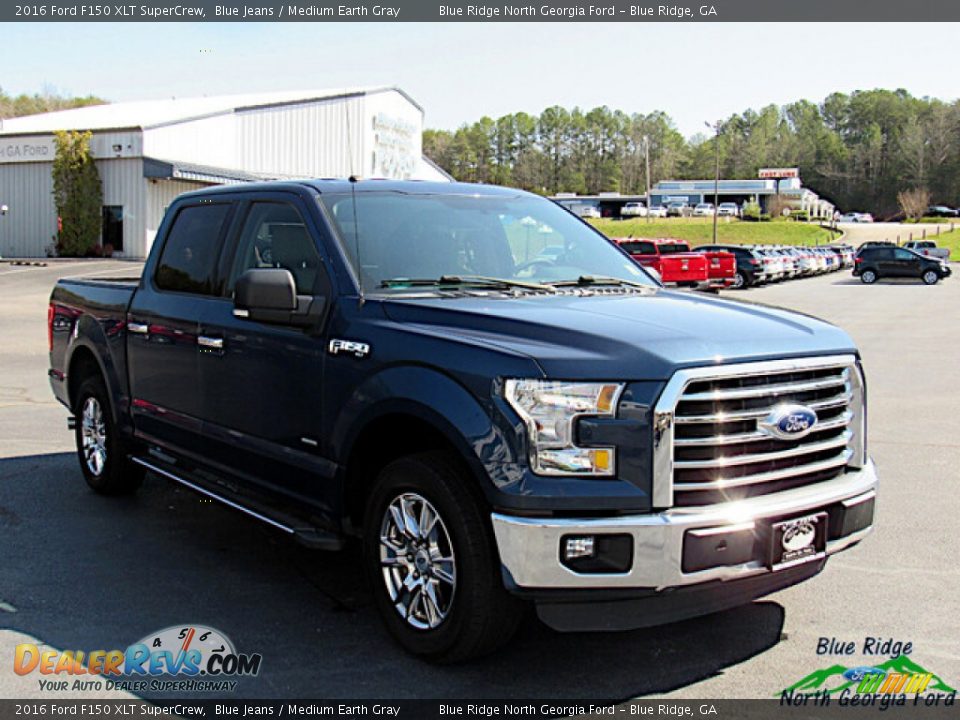 2016 Ford F150 XLT SuperCrew Blue Jeans / Medium Earth Gray Photo #7