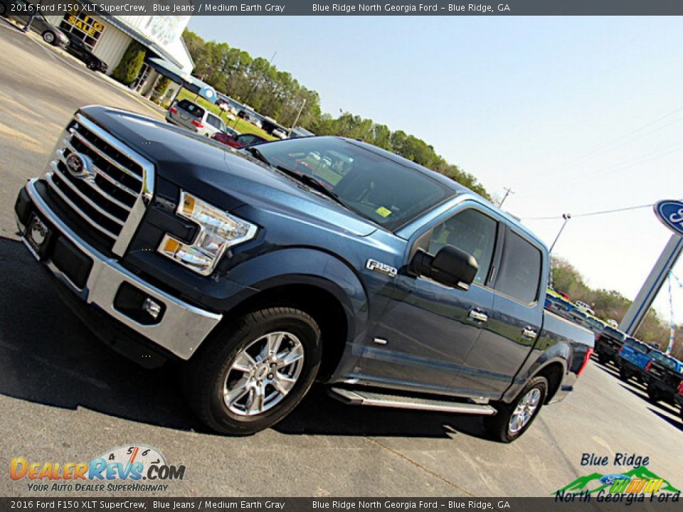 2016 Ford F150 XLT SuperCrew Blue Jeans / Medium Earth Gray Photo #25