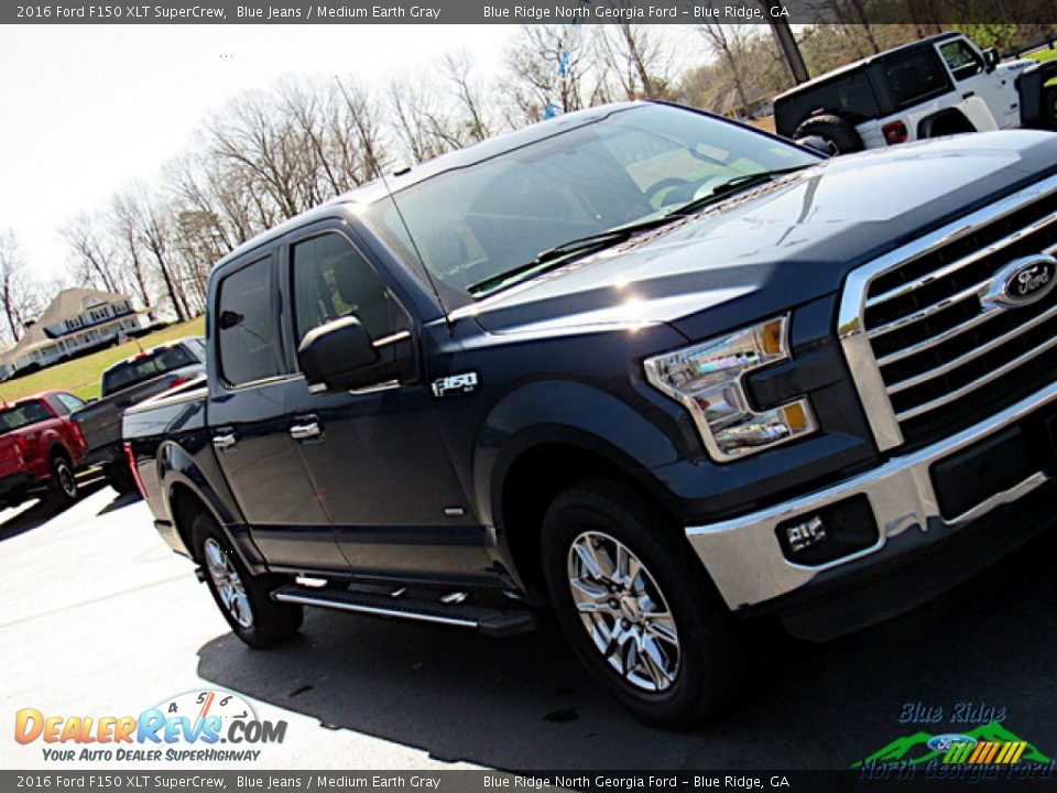 2016 Ford F150 XLT SuperCrew Blue Jeans / Medium Earth Gray Photo #26