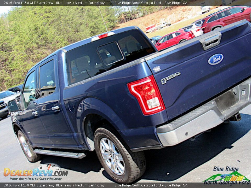 2016 Ford F150 XLT SuperCrew Blue Jeans / Medium Earth Gray Photo #28