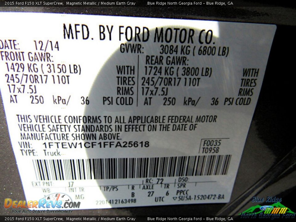 2015 Ford F150 XLT SuperCrew Magnetic Metallic / Medium Earth Gray Photo #24