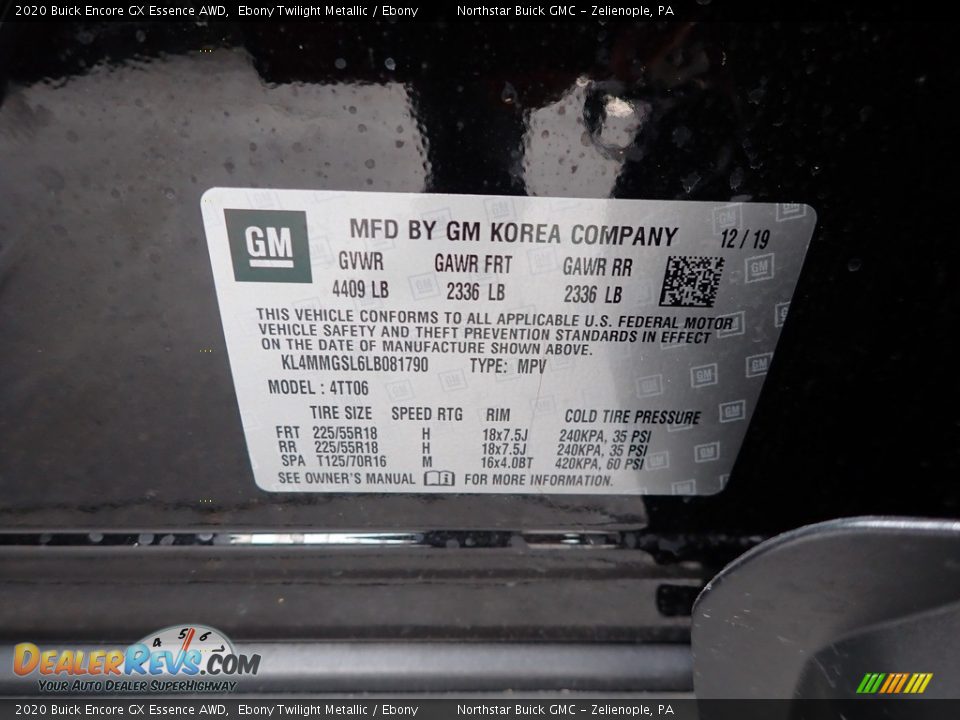 2020 Buick Encore GX Essence AWD Ebony Twilight Metallic / Ebony Photo #14