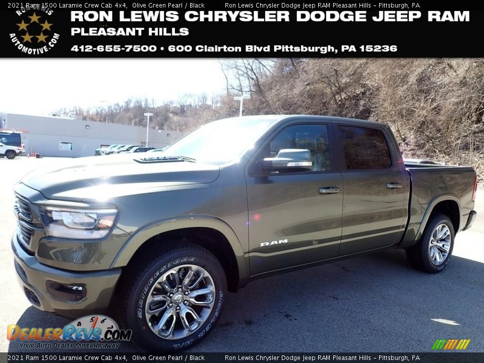 2021 Ram 1500 Laramie Crew Cab 4x4 Olive Green Pearl / Black Photo #1