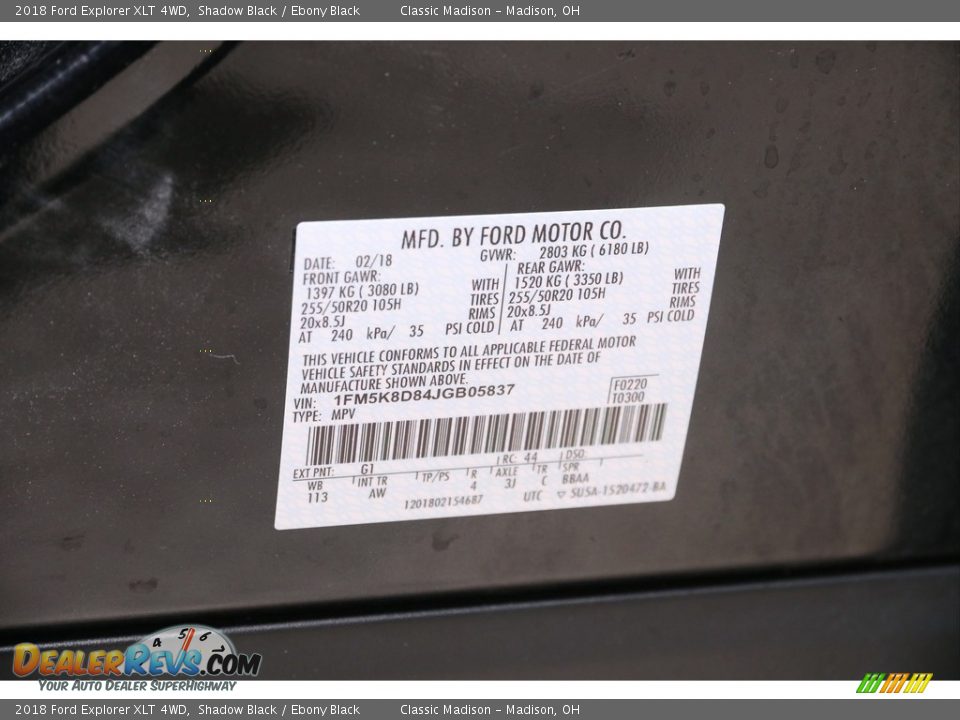2018 Ford Explorer XLT 4WD Shadow Black / Ebony Black Photo #25