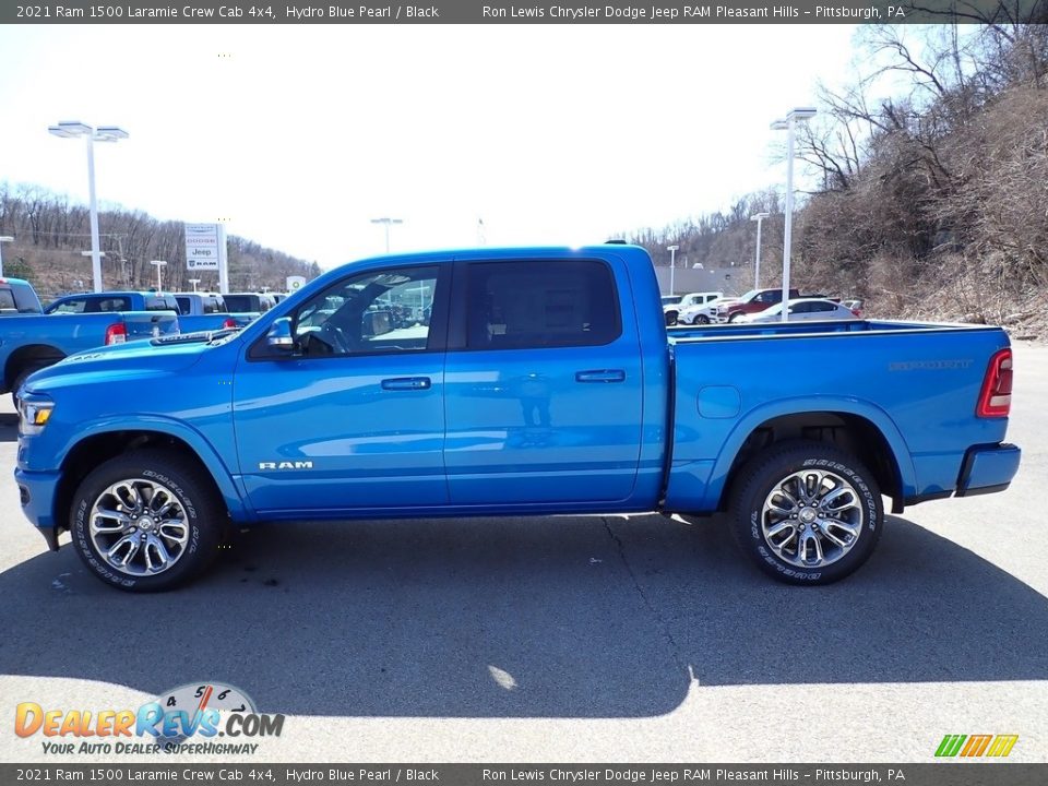 2021 Ram 1500 Laramie Crew Cab 4x4 Hydro Blue Pearl / Black Photo #2