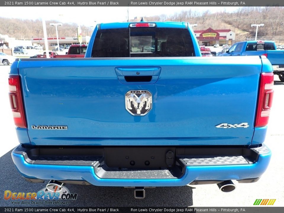 2021 Ram 1500 Laramie Crew Cab 4x4 Hydro Blue Pearl / Black Photo #4