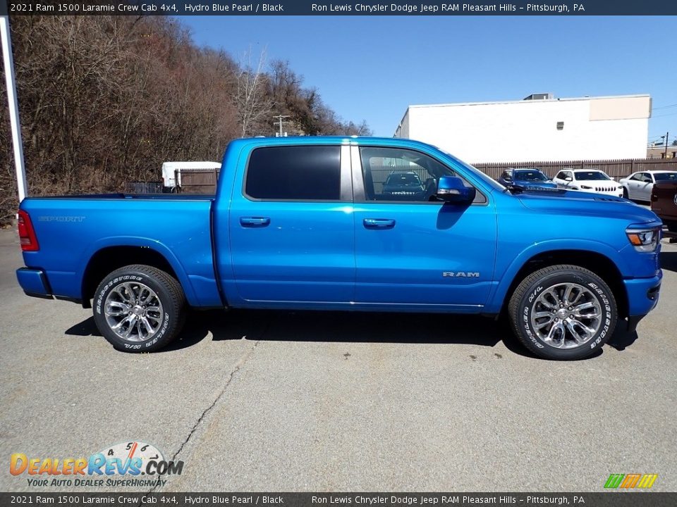 2021 Ram 1500 Laramie Crew Cab 4x4 Hydro Blue Pearl / Black Photo #6