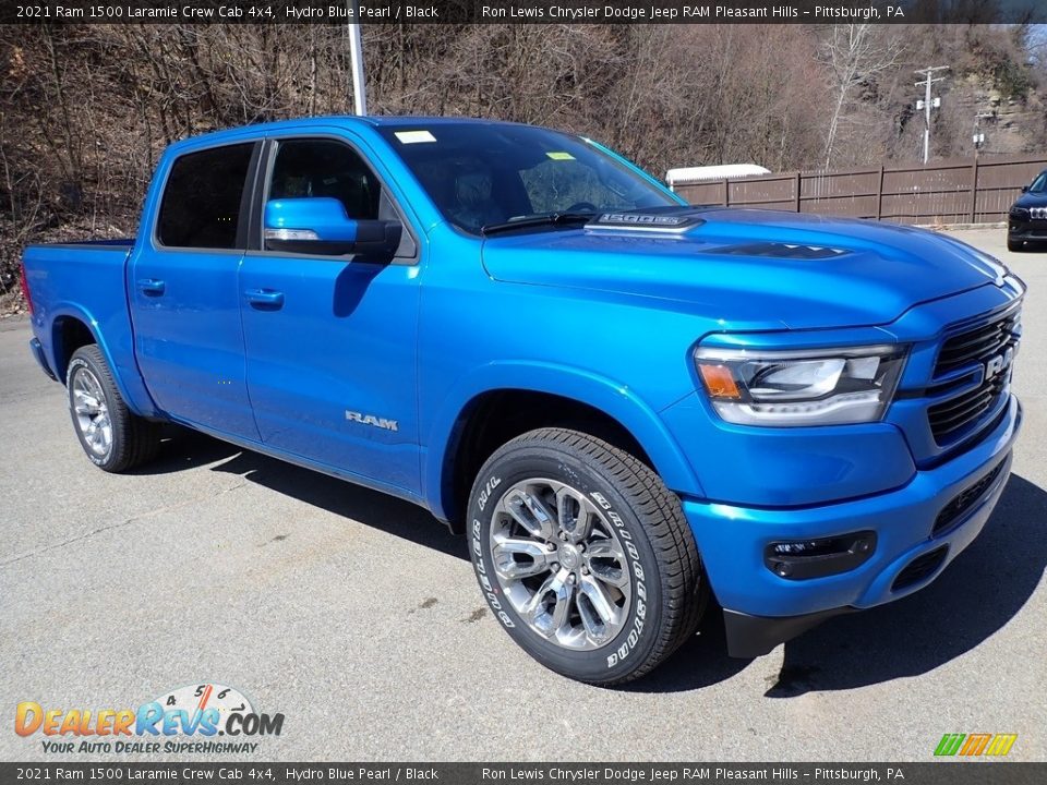 2021 Ram 1500 Laramie Crew Cab 4x4 Hydro Blue Pearl / Black Photo #7