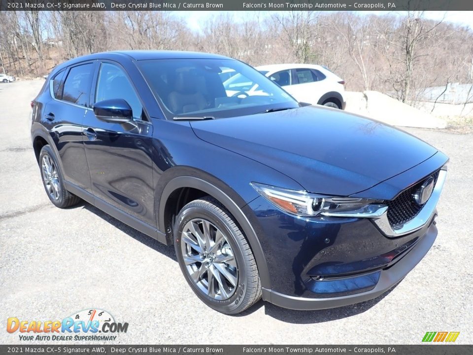 2021 Mazda CX-5 Signature AWD Deep Crystal Blue Mica / Caturra Brown Photo #3