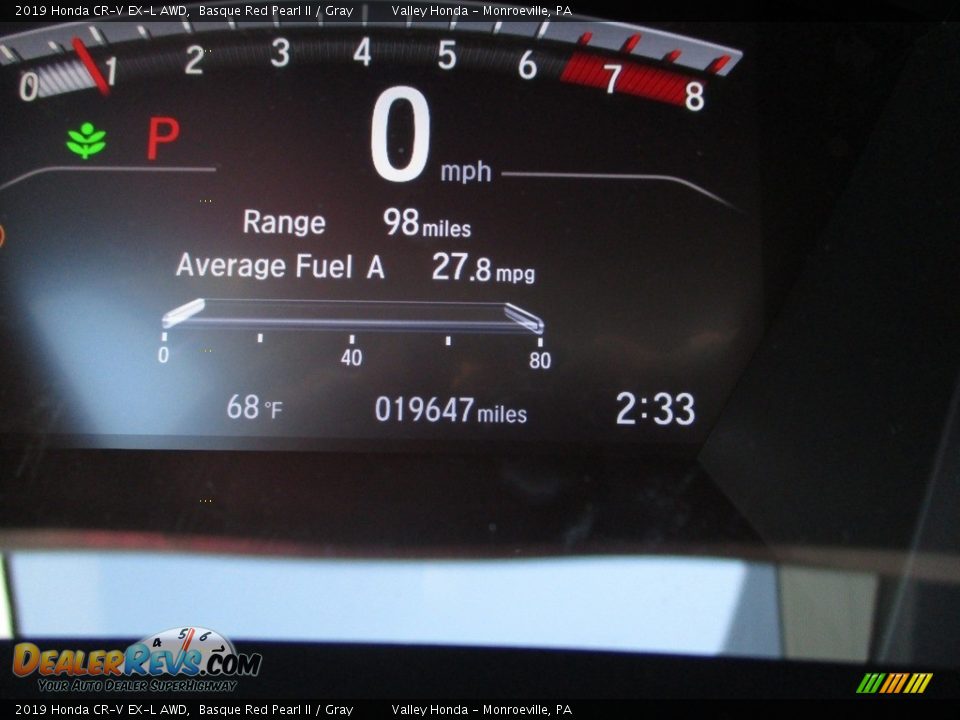 2019 Honda CR-V EX-L AWD Basque Red Pearl II / Gray Photo #20