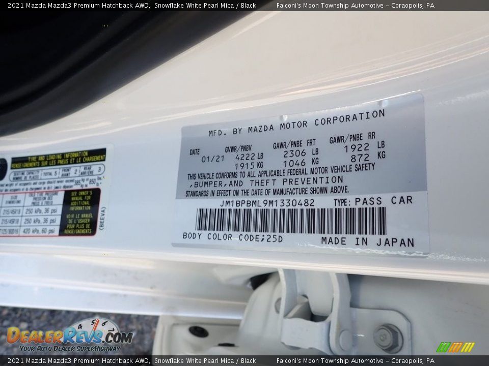 2021 Mazda Mazda3 Premium Hatchback AWD Snowflake White Pearl Mica / Black Photo #12