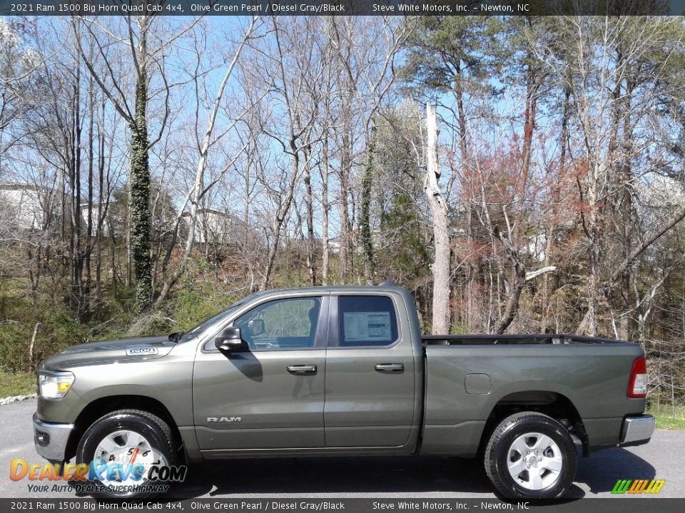 2021 Ram 1500 Big Horn Quad Cab 4x4 Olive Green Pearl / Diesel Gray/Black Photo #1