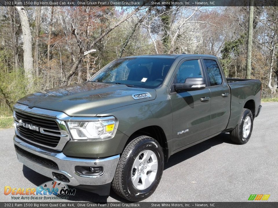 2021 Ram 1500 Big Horn Quad Cab 4x4 Olive Green Pearl / Diesel Gray/Black Photo #2