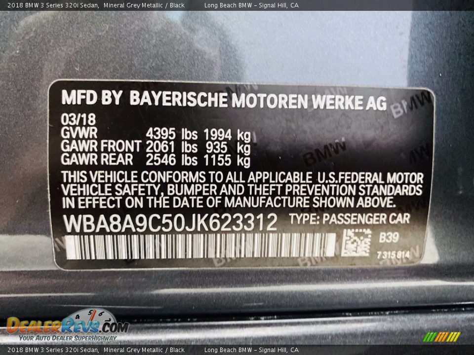 2018 BMW 3 Series 320i Sedan Mineral Grey Metallic / Black Photo #22