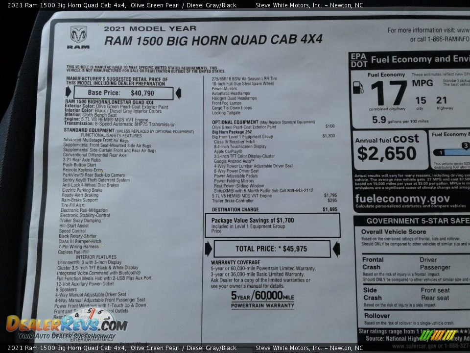 2021 Ram 1500 Big Horn Quad Cab 4x4 Olive Green Pearl / Diesel Gray/Black Photo #25