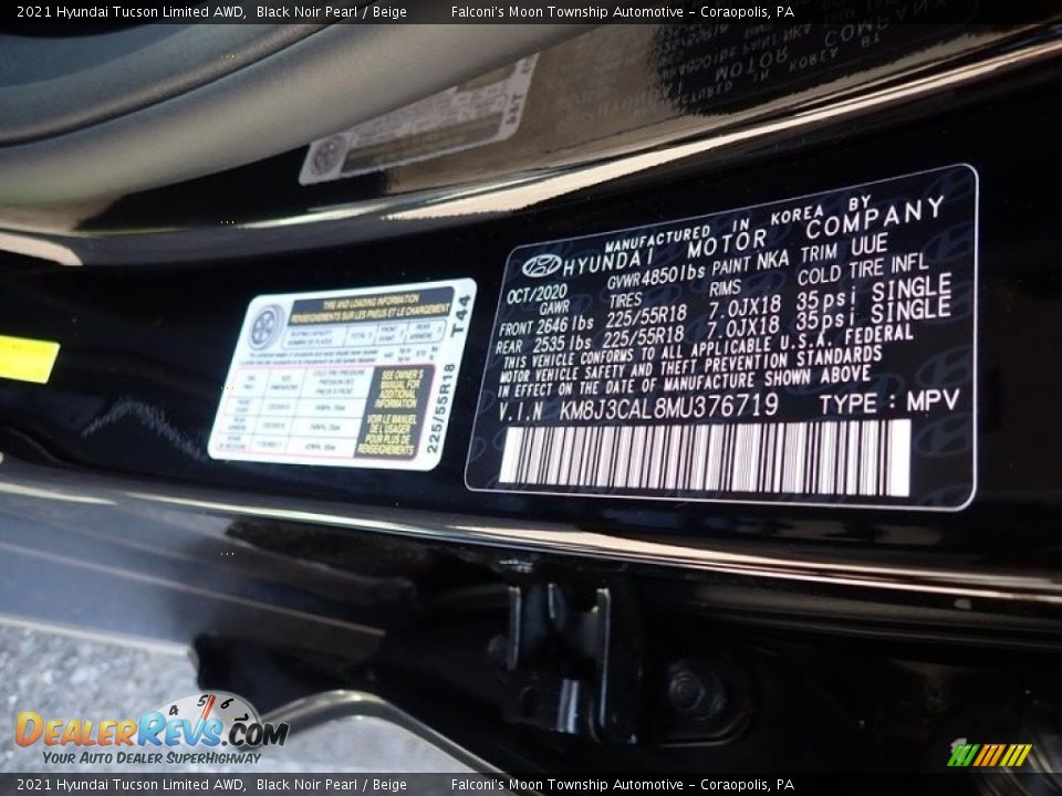 2021 Hyundai Tucson Limited AWD Black Noir Pearl / Beige Photo #12