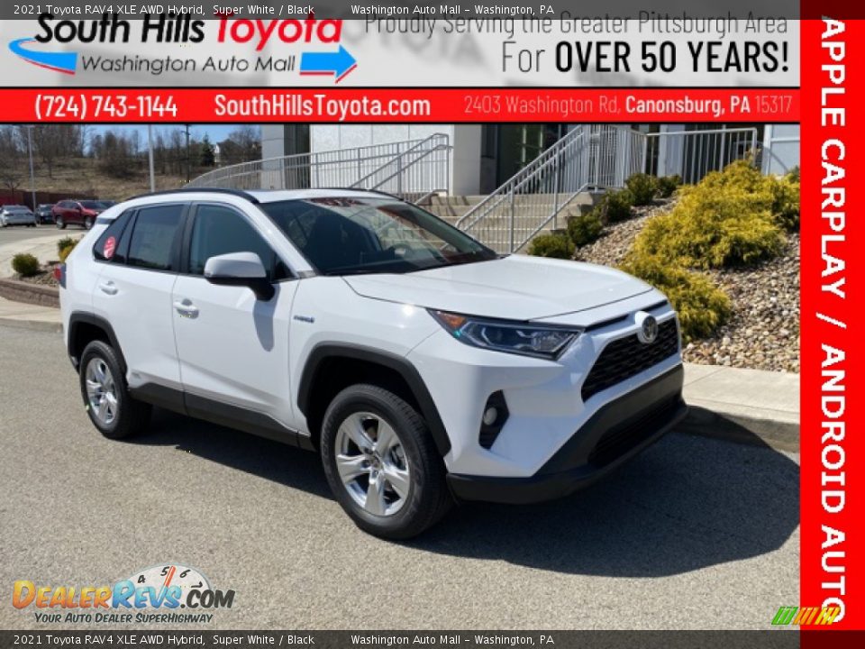 2021 Toyota RAV4 XLE AWD Hybrid Super White / Black Photo #1