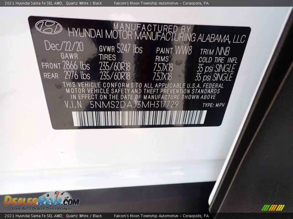 2021 Hyundai Santa Fe SEL AWD Quartz White / Black Photo #12