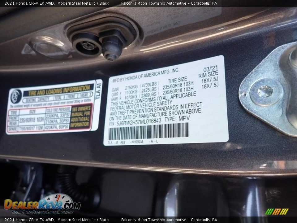 2021 Honda CR-V EX AWD Modern Steel Metallic / Black Photo #13