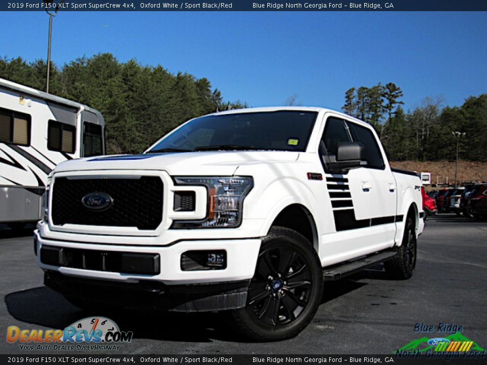 2019 Ford F150 XLT Sport SuperCrew 4x4 Oxford White / Sport Black/Red Photo #1