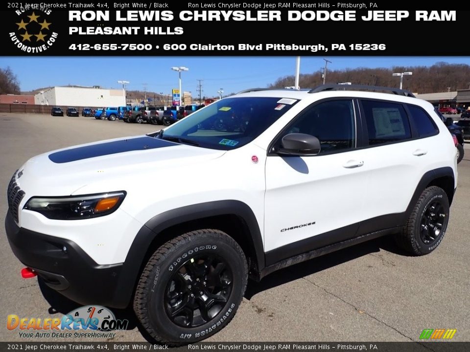 2021 Jeep Cherokee Traihawk 4x4 Bright White / Black Photo #1