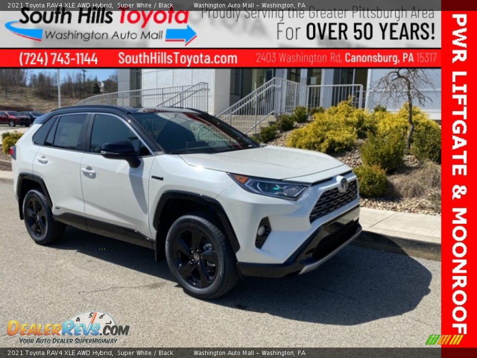 2021 Toyota RAV4 XLE AWD Hybrid Super White / Black Photo #1