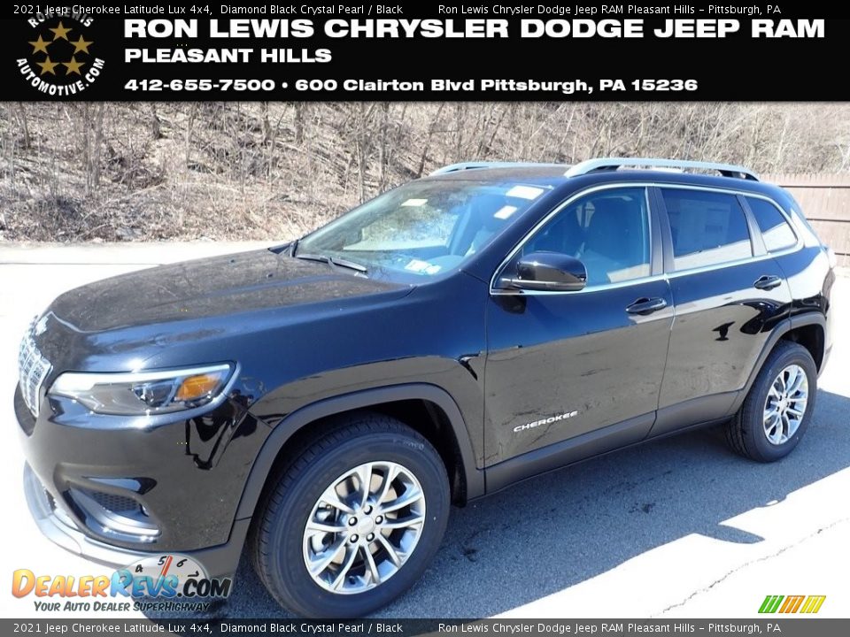 2021 Jeep Cherokee Latitude Lux 4x4 Diamond Black Crystal Pearl / Black Photo #1