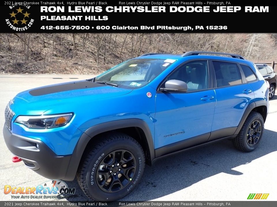 2021 Jeep Cherokee Traihawk 4x4 Hydro Blue Pearl / Black Photo #1