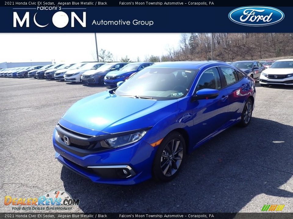 2021 Honda Civic EX Sedan Aegean Blue Metallic / Black Photo #1