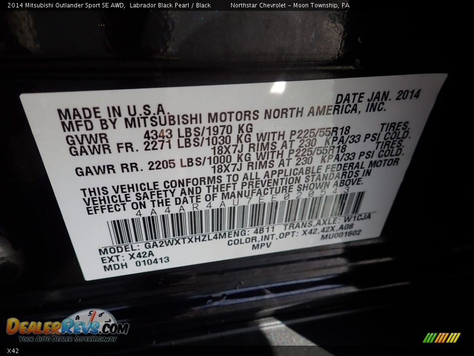 Mitsubishi Color Code X42 Labrador Black Pearl