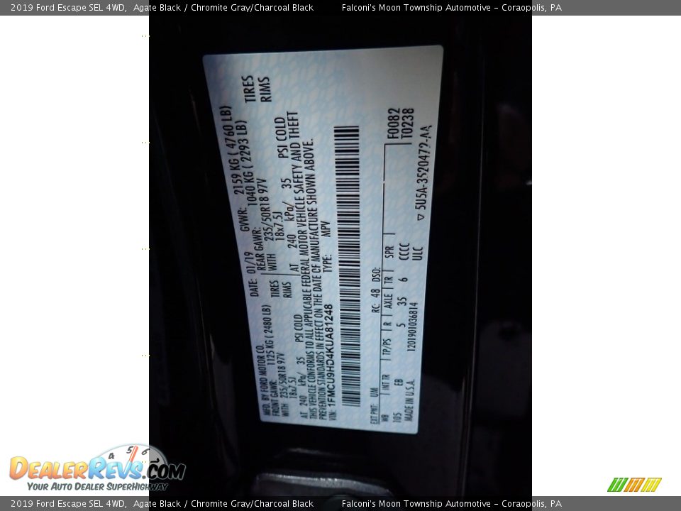 2019 Ford Escape SEL 4WD Agate Black / Chromite Gray/Charcoal Black Photo #23