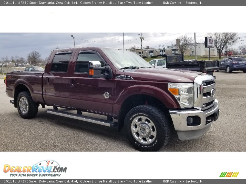 2011 Ford F250 Super Duty Lariat Crew Cab 4x4 Golden Bronze Metallic / Black Two Tone Leather Photo #7