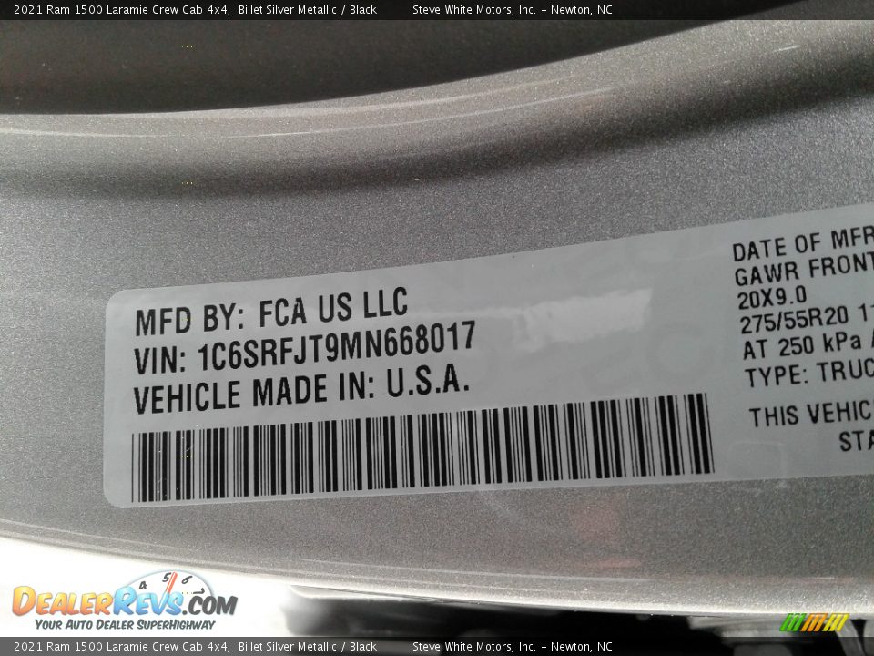 2021 Ram 1500 Laramie Crew Cab 4x4 Billet Silver Metallic / Black Photo #34