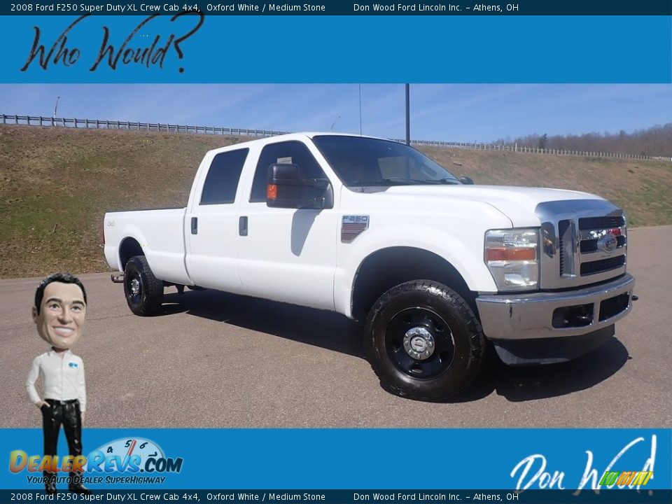 2008 Ford F250 Super Duty XL Crew Cab 4x4 Oxford White / Medium Stone Photo #1
