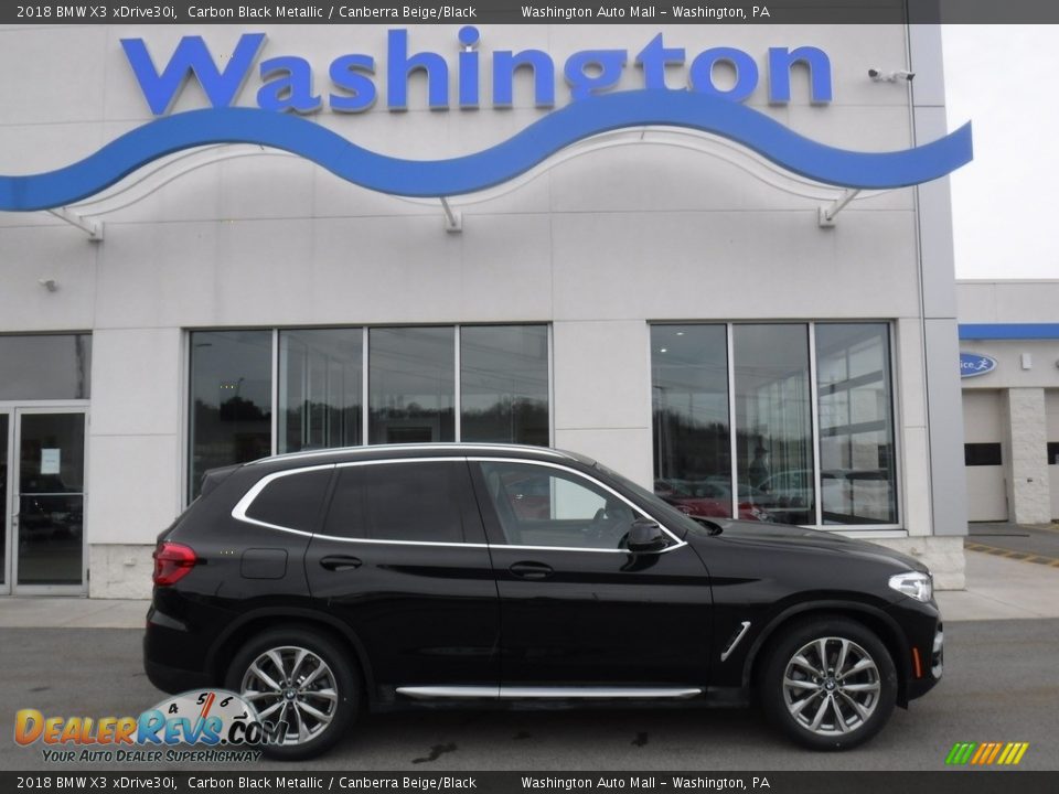 2018 BMW X3 xDrive30i Carbon Black Metallic / Canberra Beige/Black Photo #3