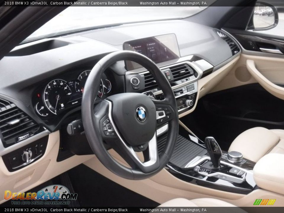 2018 BMW X3 xDrive30i Carbon Black Metallic / Canberra Beige/Black Photo #14