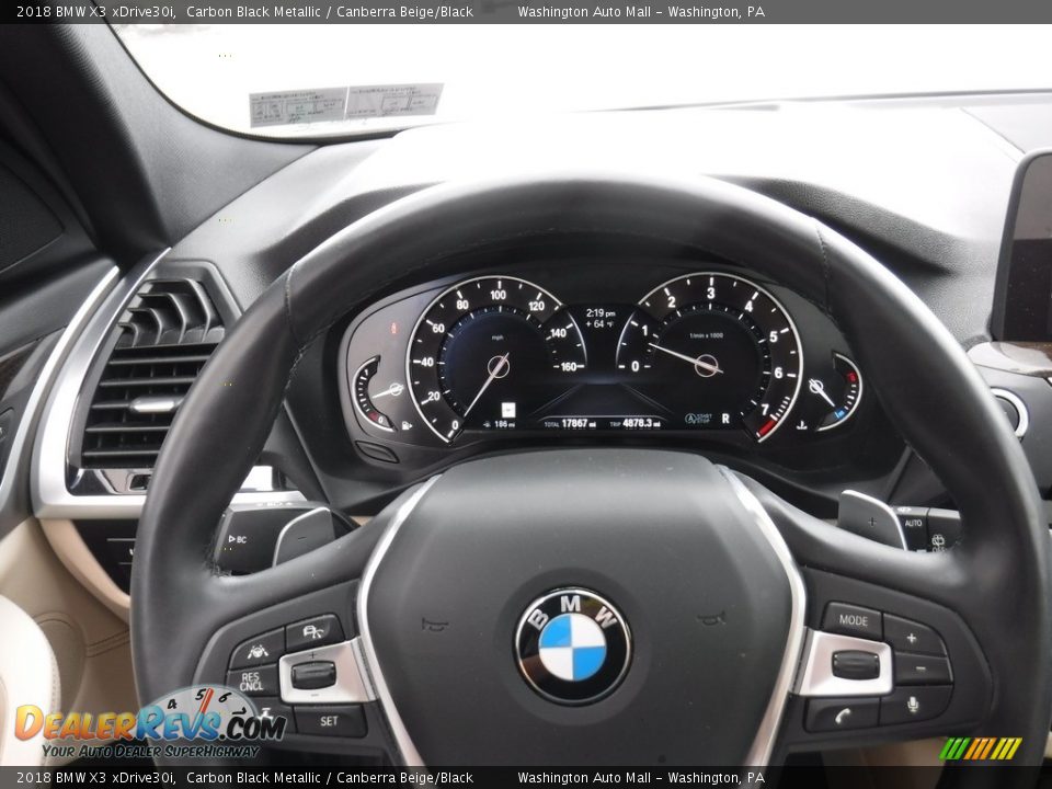 2018 BMW X3 xDrive30i Carbon Black Metallic / Canberra Beige/Black Photo #23