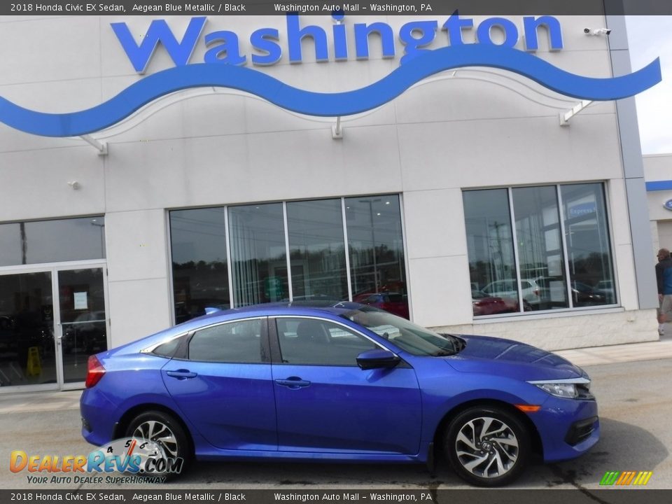 2018 Honda Civic EX Sedan Aegean Blue Metallic / Black Photo #2