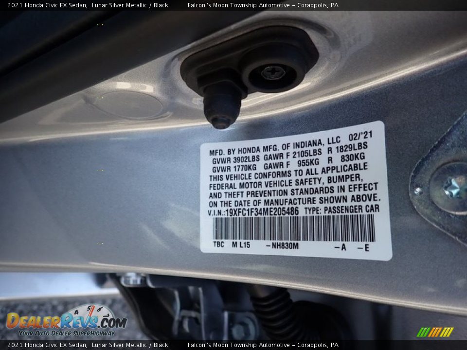 2021 Honda Civic EX Sedan Lunar Silver Metallic / Black Photo #12