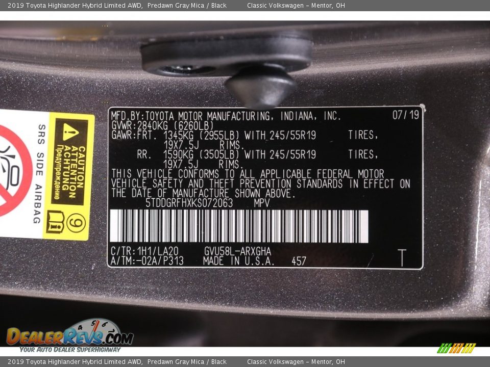 2019 Toyota Highlander Hybrid Limited AWD Predawn Gray Mica / Black Photo #25