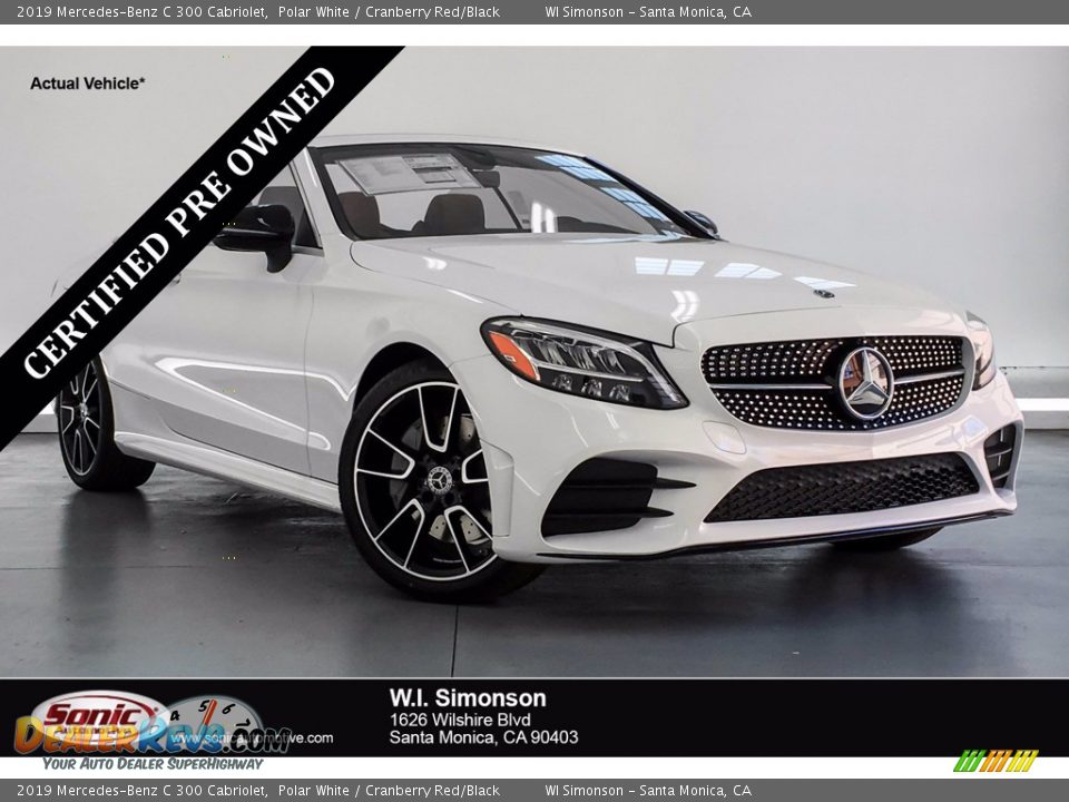 2019 Mercedes-Benz C 300 Cabriolet Polar White / Cranberry Red/Black Photo #1