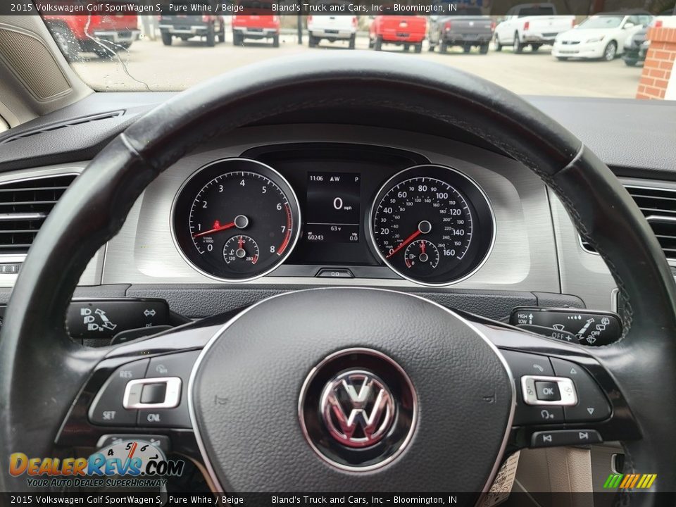 2015 Volkswagen Golf SportWagen S Pure White / Beige Photo #9