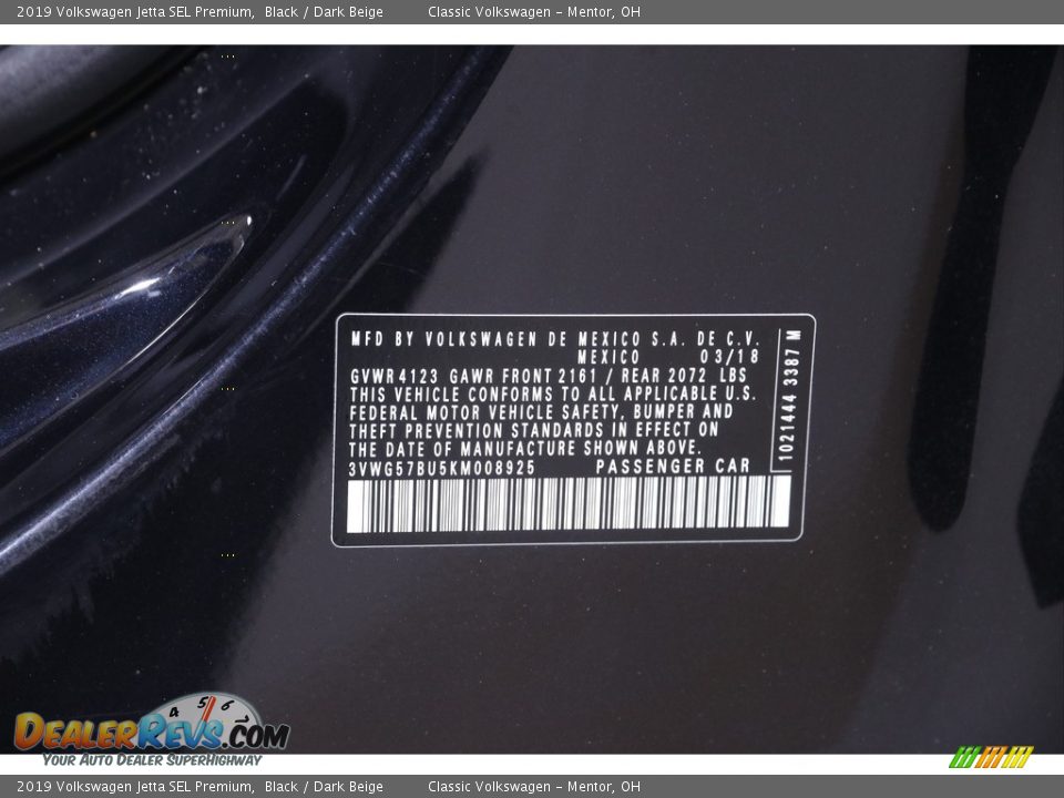 2019 Volkswagen Jetta SEL Premium Black / Dark Beige Photo #21