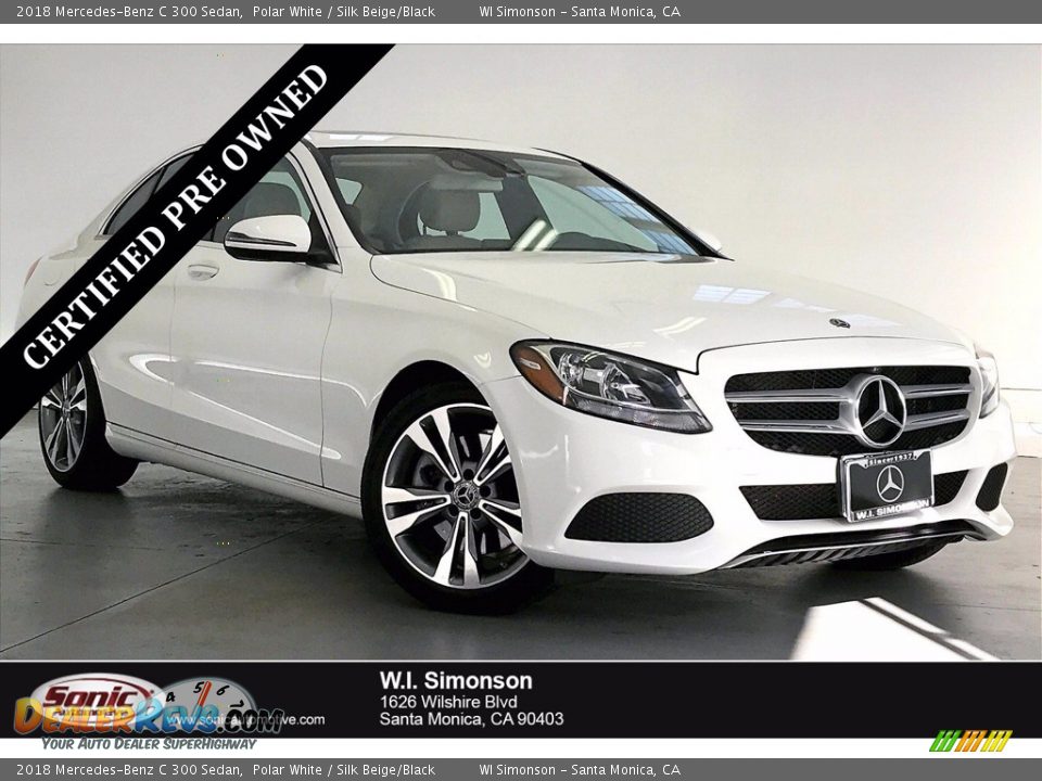 2018 Mercedes-Benz C 300 Sedan Polar White / Silk Beige/Black Photo #1